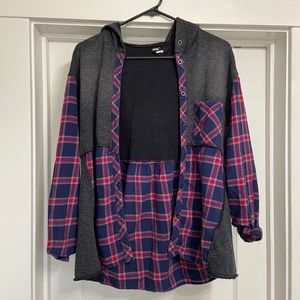 BDG Flannel hoodie button-up
